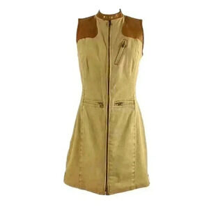 Ralph Lauren Blue Label Khaki Equestrian Zip Dress w/ Leather Trim – Size 4